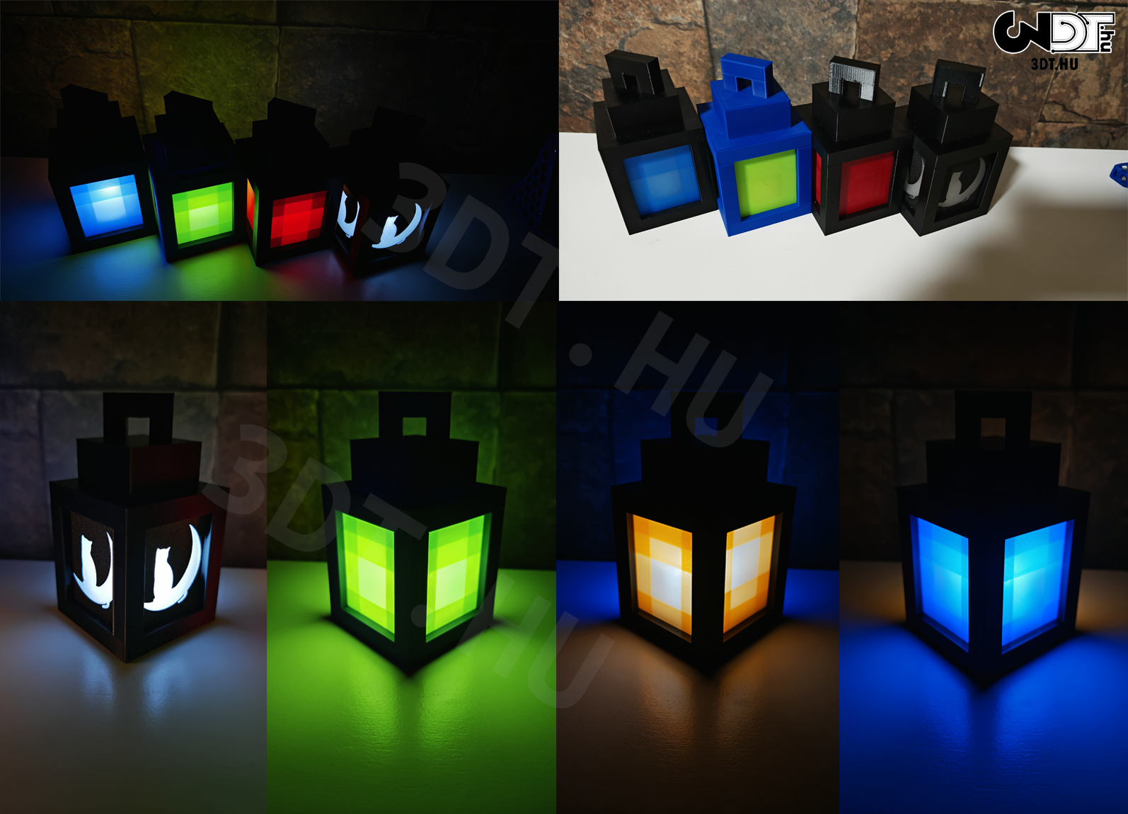 3D Minecraft stílusú  mécses LED világítással